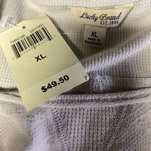 Lucky Brand Jacquard Thermal Round Neck Long Sleeve Shirt Gray Womens Sz XL NWT - Picture 11 of 12